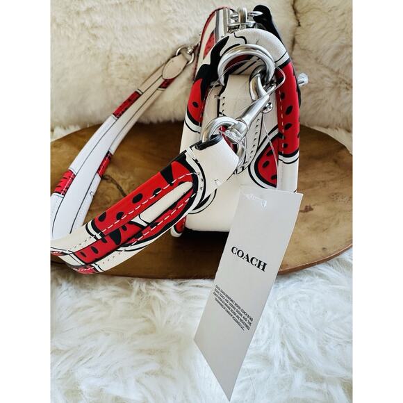 NWT Coach 1941 Strawberry Print Mini Leather Swinger 20 LH/Chalk Shoulder Bag - Picture 5 of 13